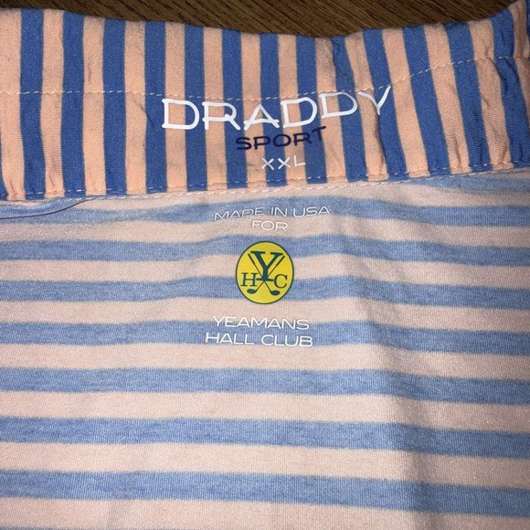 Yeaman's Hall Club B Draddy Sport Golf Shirt Peach Stripe XXL Top 100 Courses - Picture 9 of 12